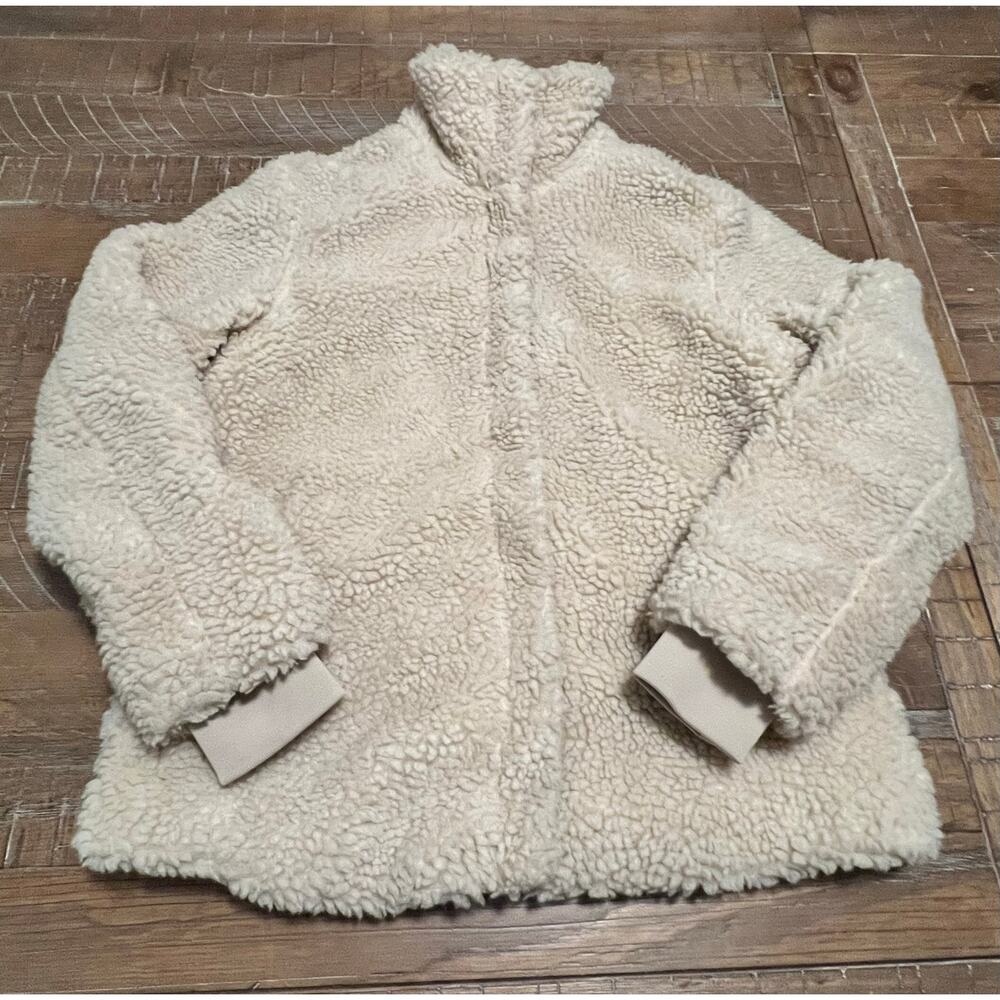 Aéropostale Solid Fuzzy Fleece Jacket Size Small Oversized Collar Pockets - Picture 6 of 8